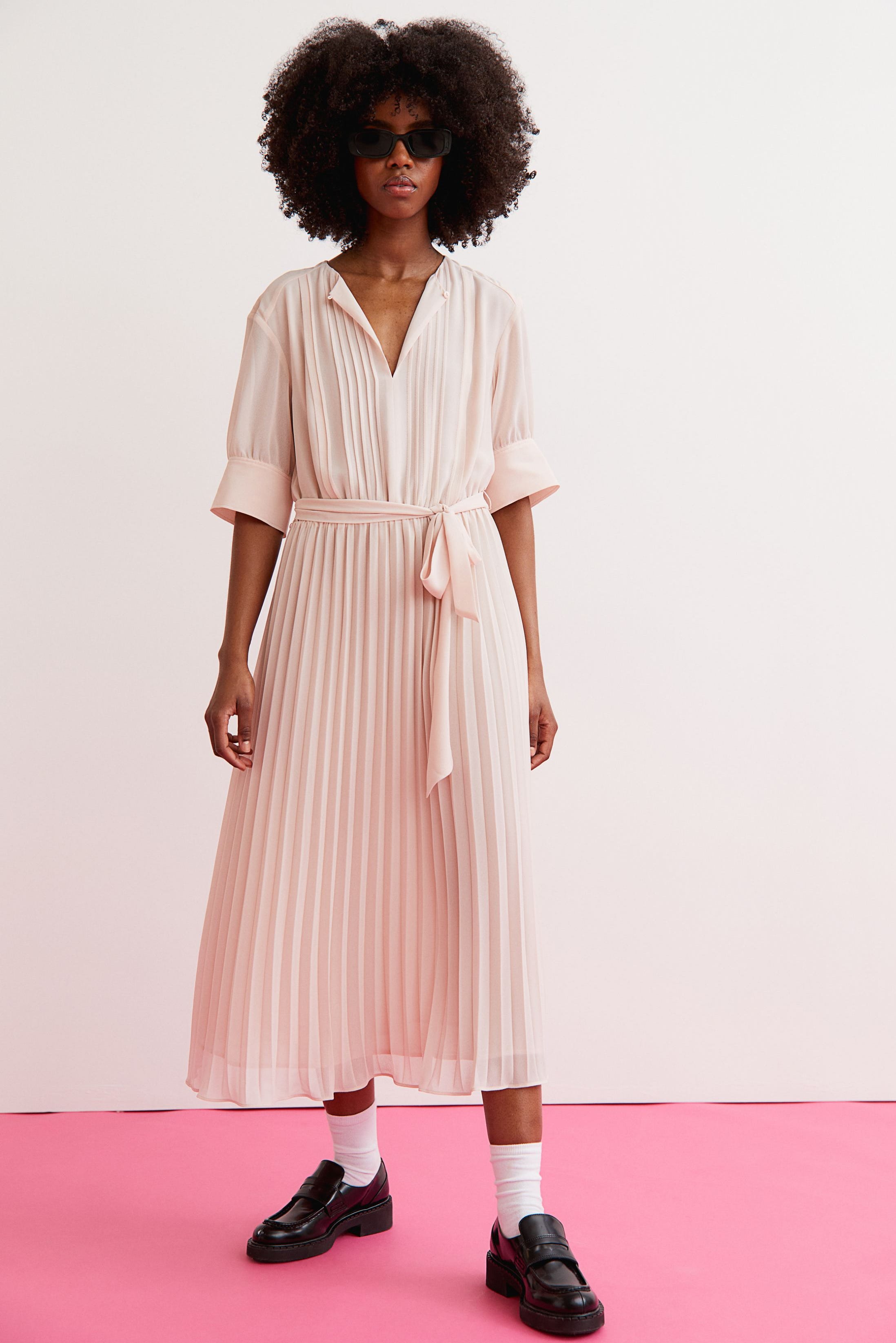 Pleated chiffon dress